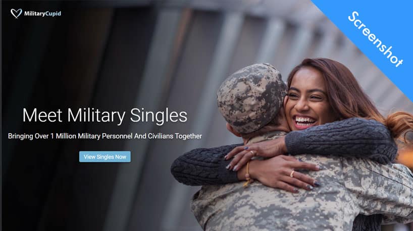 MilitaryCupid website interface met militaire singles profielen