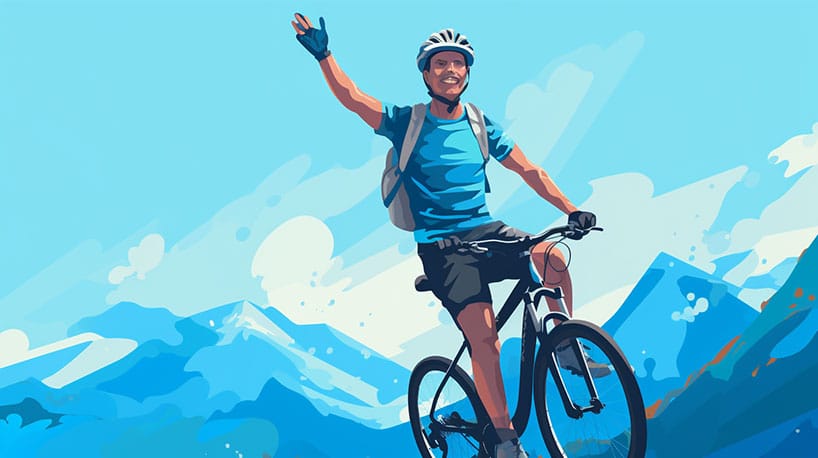Persoon geniet van buitenactiviteiten zoals fietsen