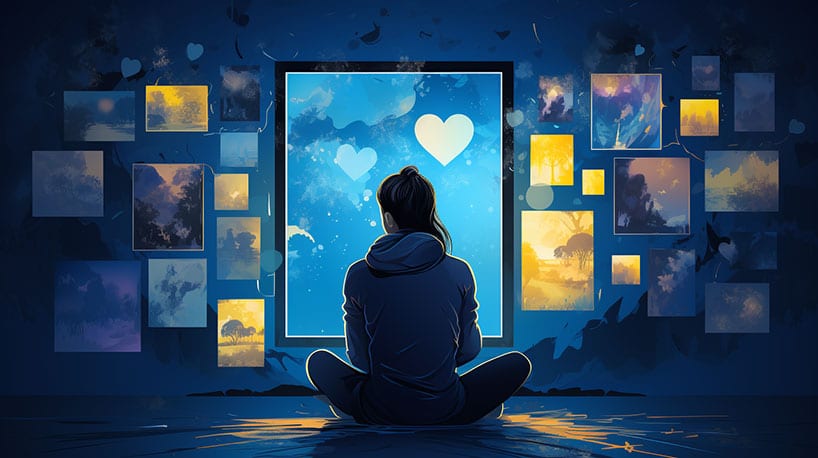 Persoon in donkere kamer, ex-foto's, partner buiten