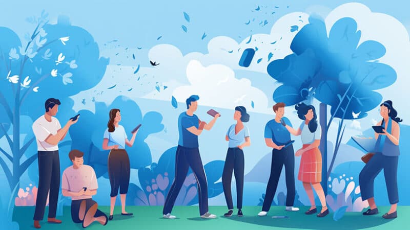 Sjansen in het openbaar: groep mensen in park