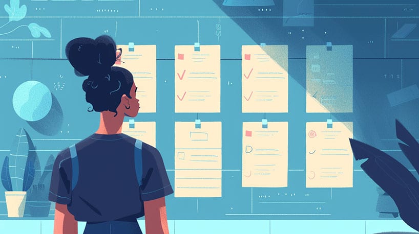 Vrouw vinkt voorkeuren aan in selectievakjes.