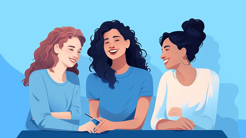drie vriendinnen delen diepgaande gesprekken en emotionele intimiteit.