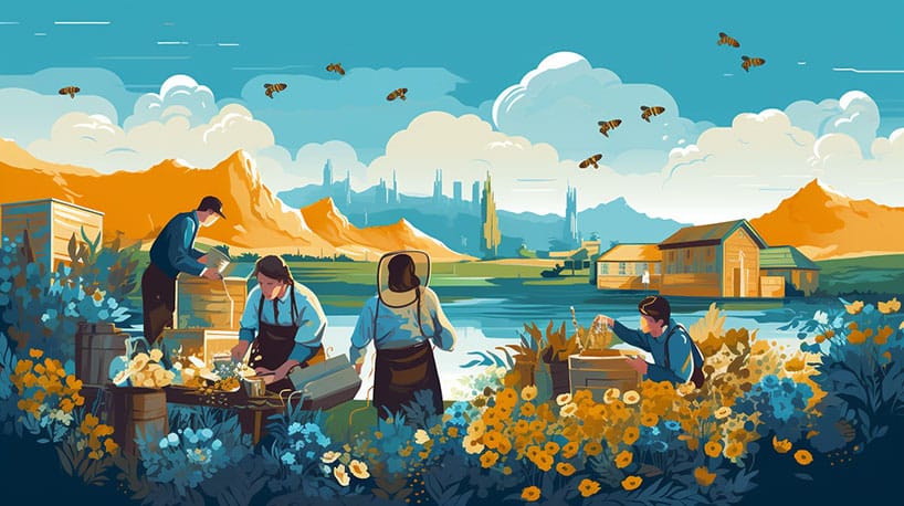 het oogsten van honing met imkers