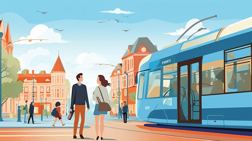 iconische trolleybus in Arnhem