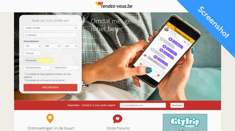 Rendez-Vous.be screenshot website interface