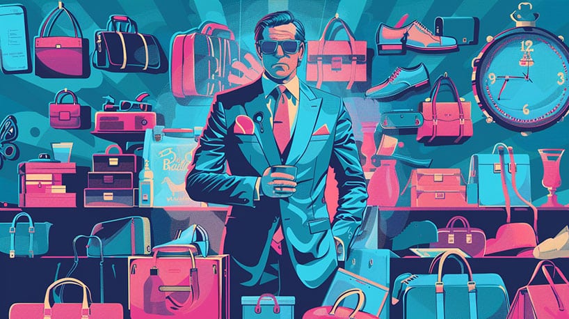 Sugardaddy omringt door luxe producten