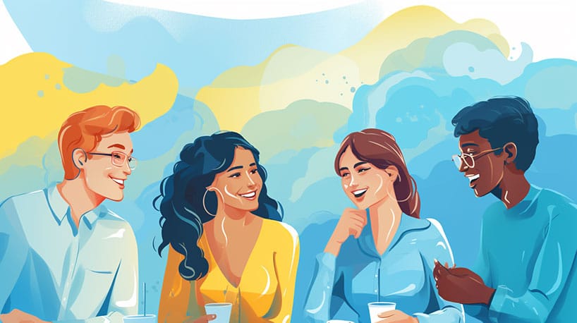 Vrienden bespreken partnerkwaliteiten