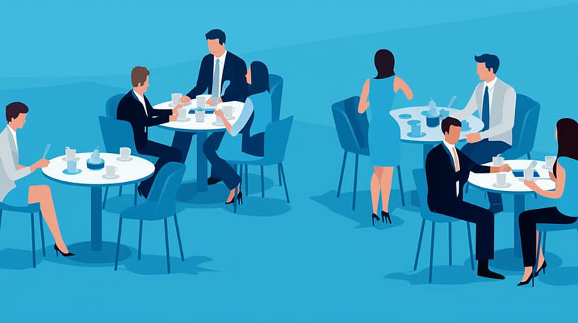 Tafels opgesteld voor speeddate evenement