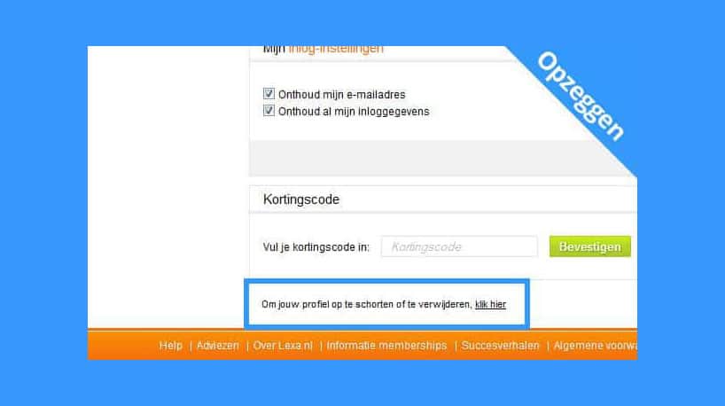 screenshot van lexa opzeggen klik hier