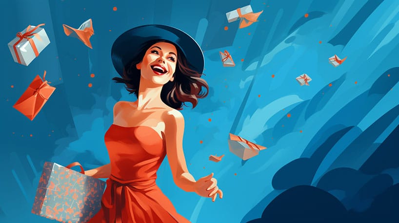 Jonge vrouw die geschenken ontvangt van oudere sugarpartner