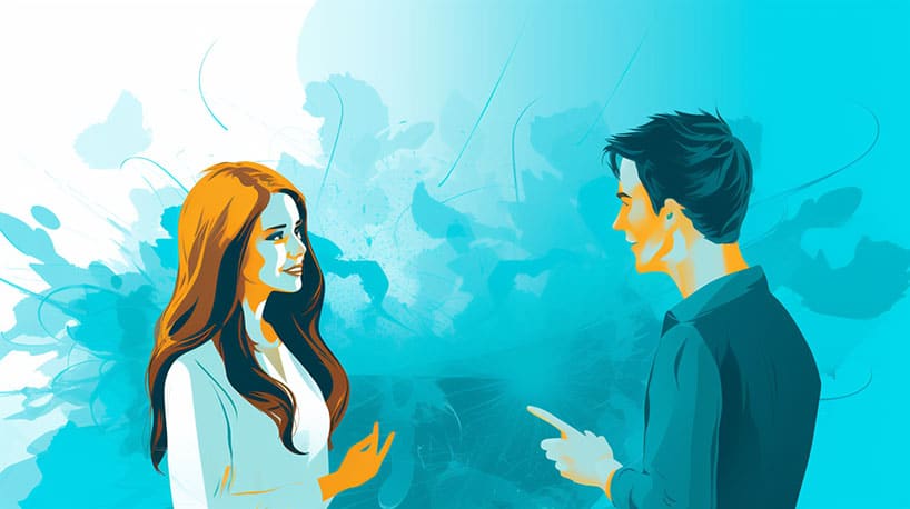 Persoon in gesprek met relatiebemiddelaar